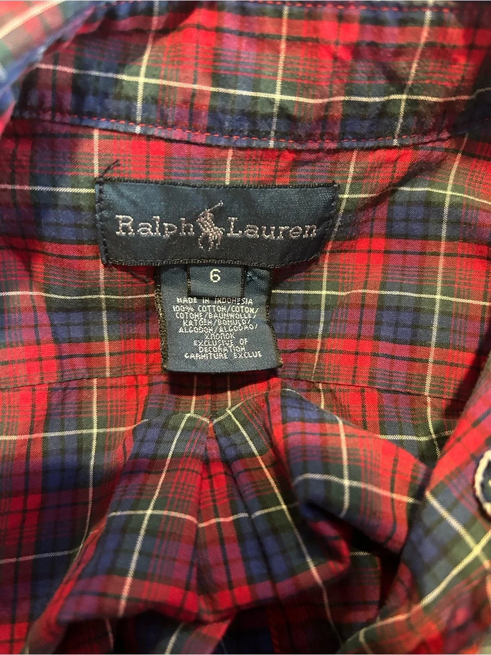 Ralph Lauren Boys Size 6 Tartan Plaid Button Down Shirt Holiday Christmas